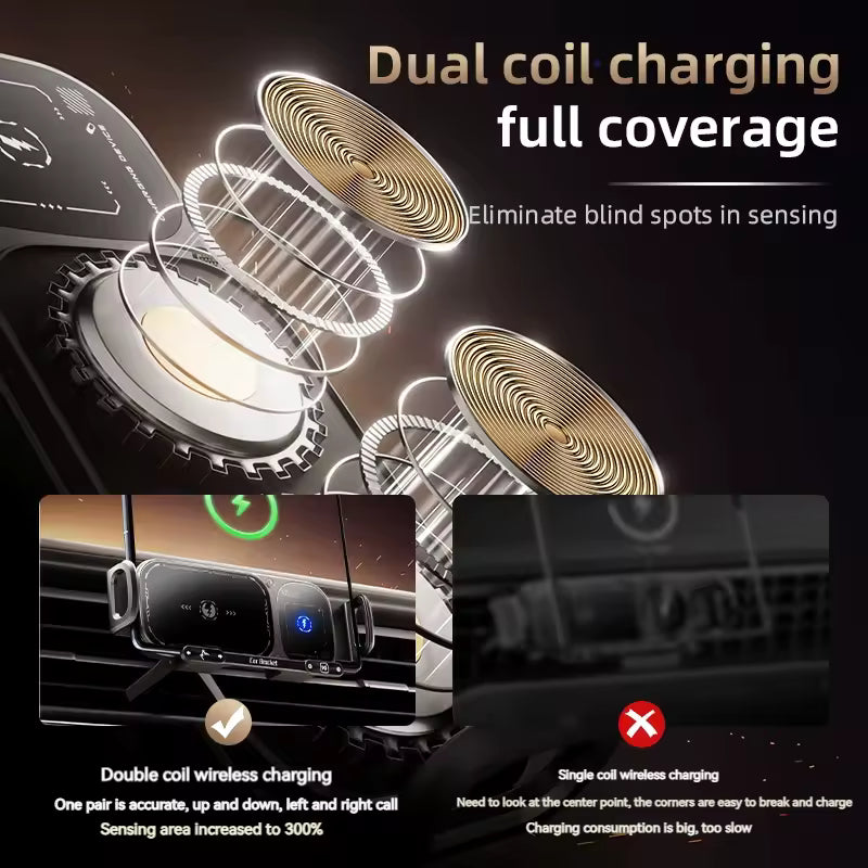 15W Car Phone Wireless Charger Holder – Touch Rotate Stand for Samsung Galaxy Fold / Z Flip / iPhone 16 15 14 13