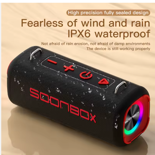 SOONBOX 80W Bluetooth 5.3 Speaker – Deep Bass, RGB Lights