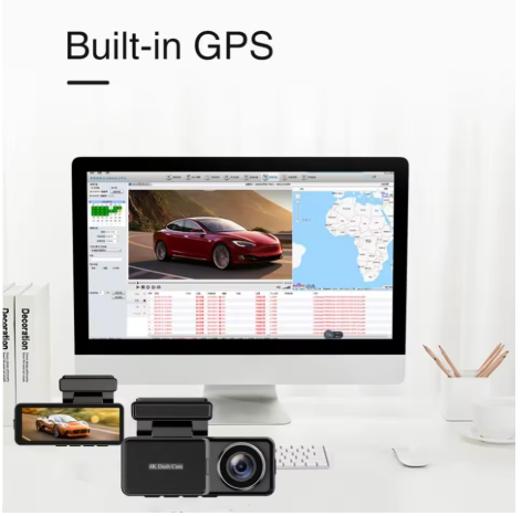 4K Ultra HD Dual Lens Dash Cam with GPS & WiFi – Front and Rear Car Camera