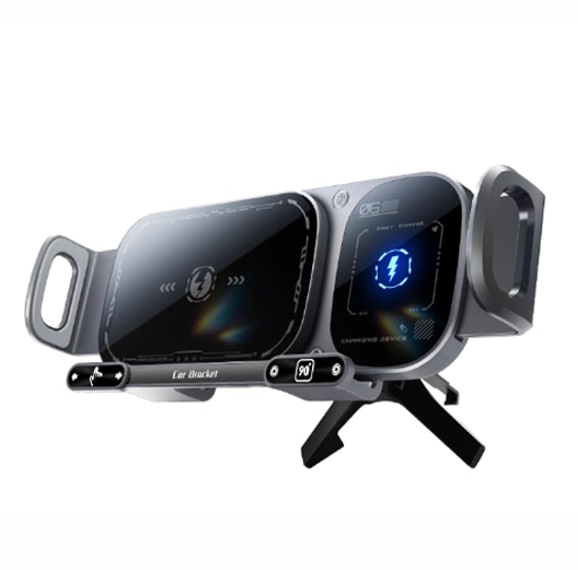 15W Car Phone Wireless Charger Holder – Touch Rotate Stand for Samsung Galaxy Fold / Z Flip / iPhone 16 15 14 13