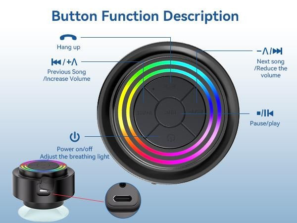Portable Bluetooth Speaker with 7 RGB Lights