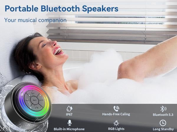 Portable Bluetooth Speaker with 7 RGB Lights