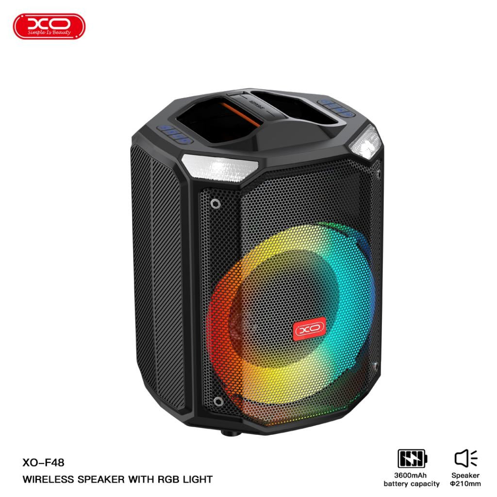 XO-F48 Wireless Bluetooth Speaker with RGB Lights & Dual Microphones