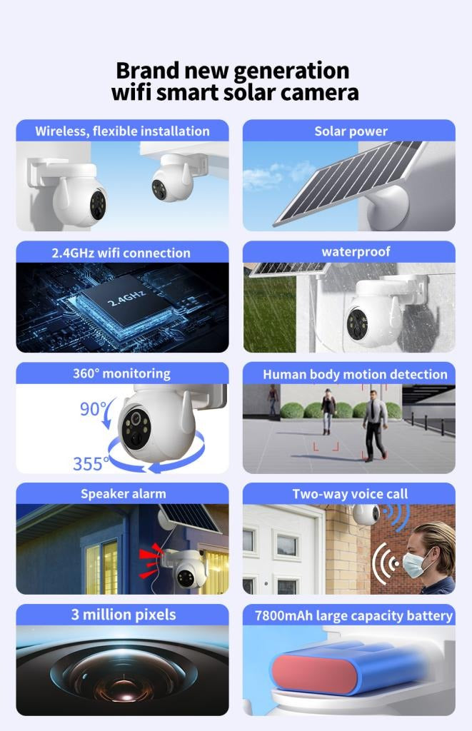 Smart Solar-Powered WiFi Security Camera