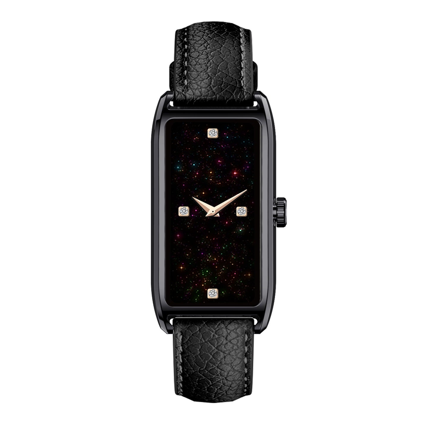 Luxury Women’s Rectangular Quartz Watch – Leather Strap, Elegant Gold Design