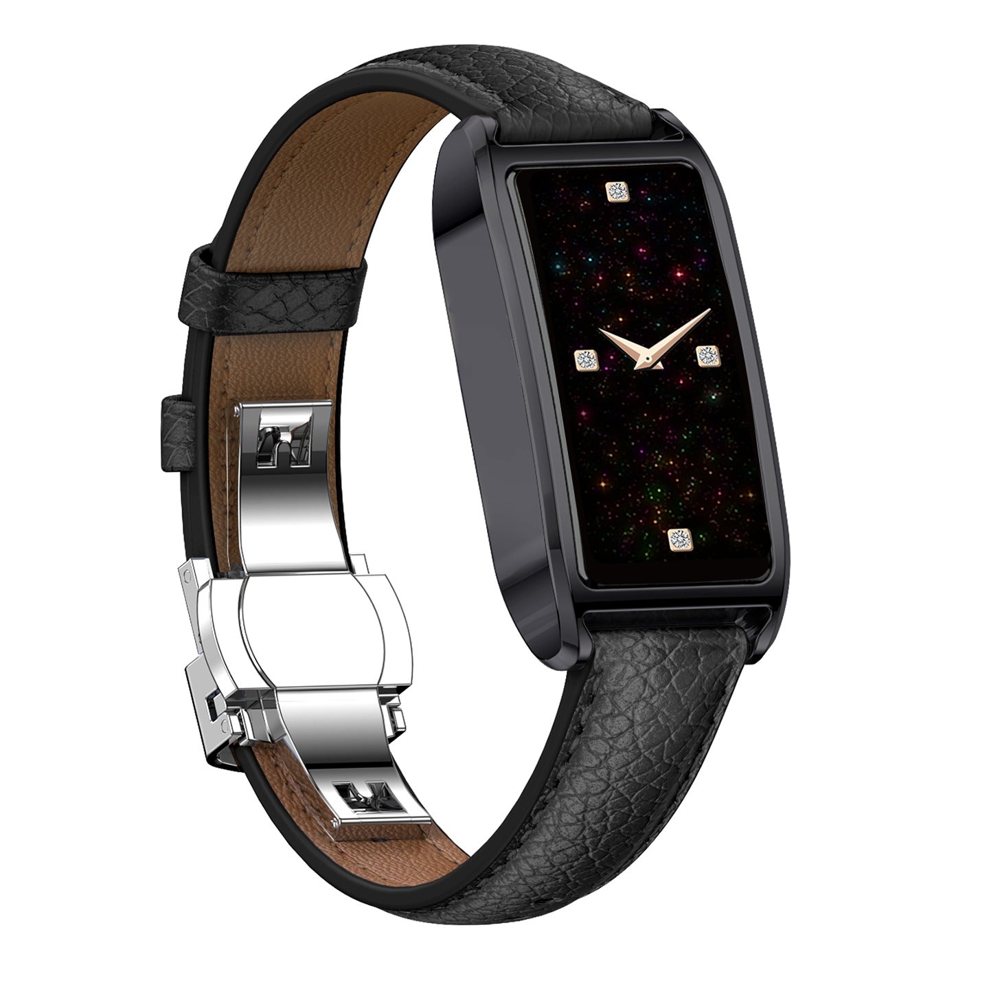 Luxury Women’s Rectangular Quartz Watch – Leather Strap, Elegant Gold Design