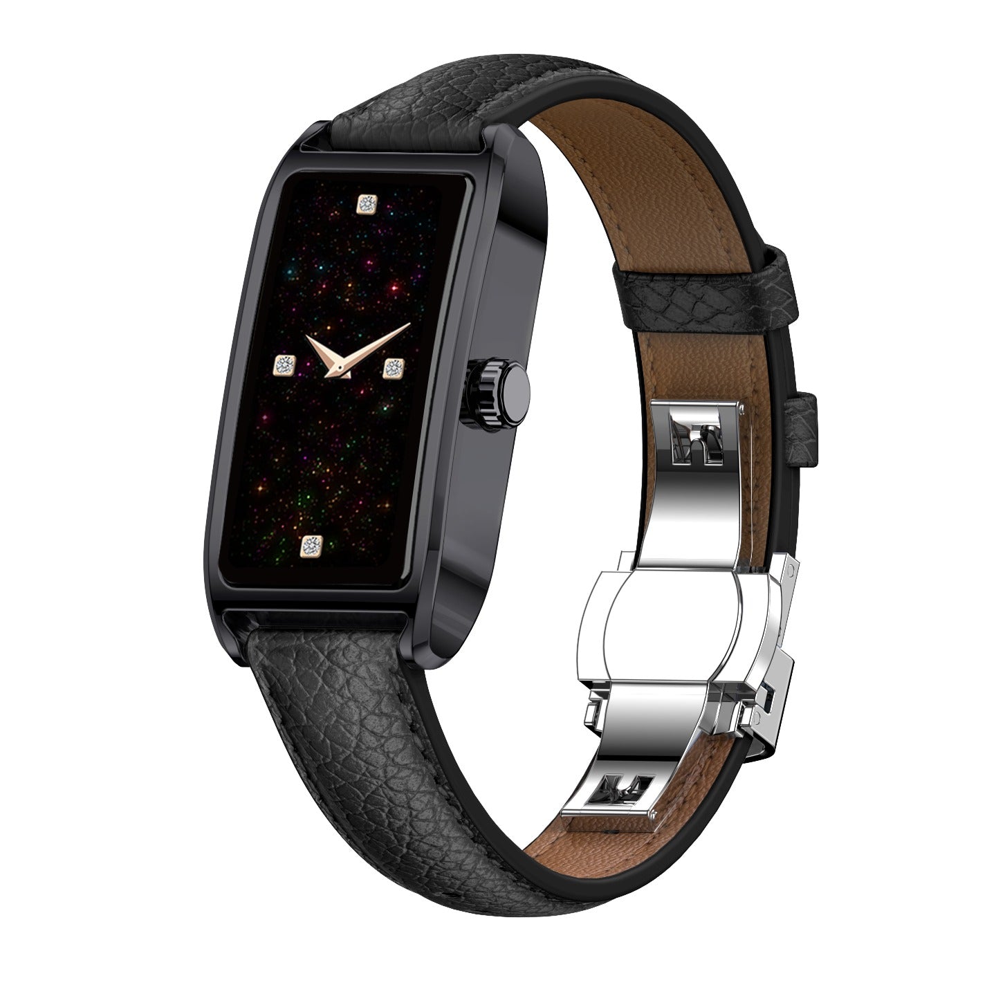 Luxury Women’s Rectangular Quartz Watch – Leather Strap, Elegant Gold Design