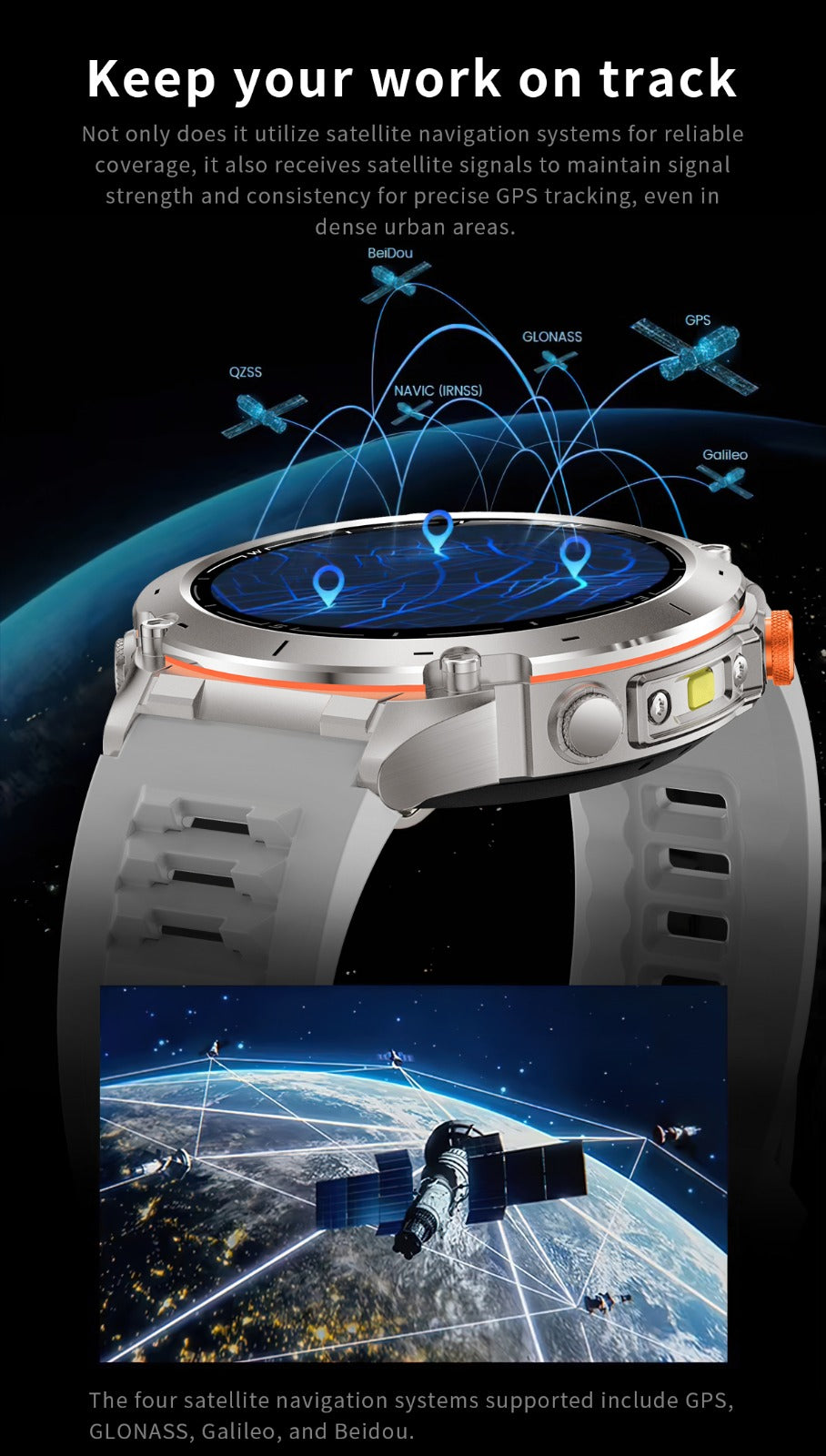 TKYUAN Flashlight Sport Smartwatch – GPS, 3ATM Waterproof, 730mAh Battery & Health Tracking
