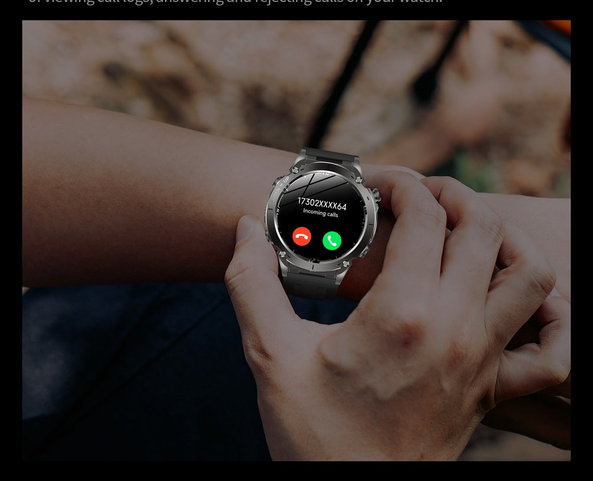 TKYUAN Flashlight Sport Smartwatch – GPS, 3ATM Waterproof, 730mAh Battery & Health Tracking