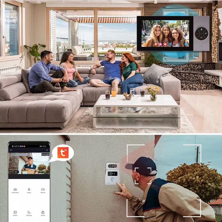 🏠 Tuya Smart WiFi Video Doorbell Intercom System – 7" Display, Motion Detection & Remote Unlock