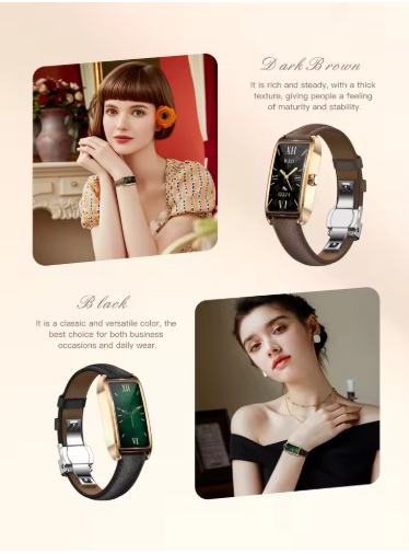 Luxury Women’s Rectangular Quartz Watch – Leather Strap, Elegant Gold Design